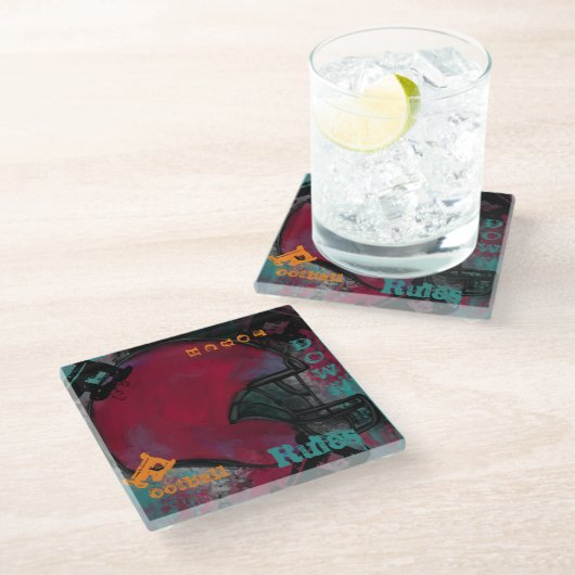 DESSOUS-DE-VERRE EN VERRE BALLON DE FOOT AMÉRICAIN (Incliné)