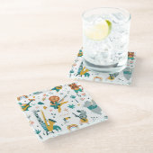 Dessous-de-verre En Verre Bande d'animaux de dessin (Incliné)