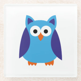 Dessous-de-verre En Verre Bande dessinée bleue de hibou