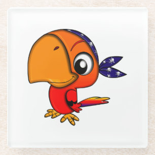 Dessous-de-verre En Verre Bande dessinée orange de perroquet
