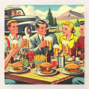 Dessous-de-verre En Verre Bande dessinée Picnic Retro