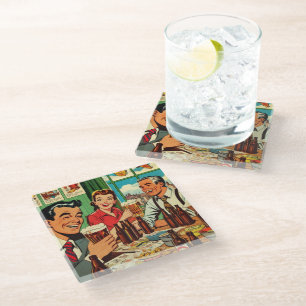 Dessous-de-verre En Verre Bande dessinée Retro Bar