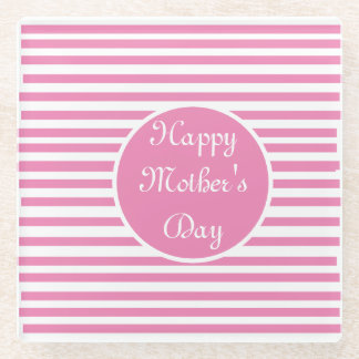 Dessous-de-verre En Verre Bande rose et blanche