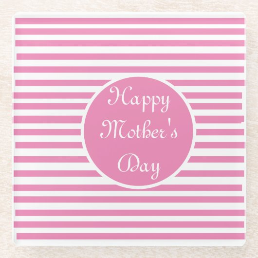 Dessous-de-verre En Verre Bande rose et blanche (Devant)