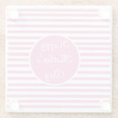 Dessous-de-verre En Verre Bande rose et blanche (Dos)