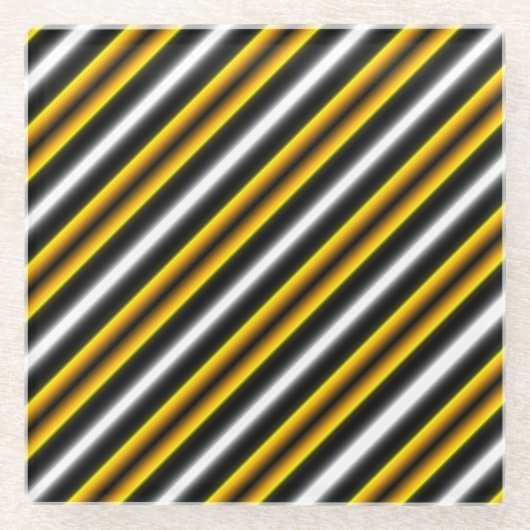 Dessous-de-verre En Verre Bandes arc-en-ciel blanc jaune (Devant)