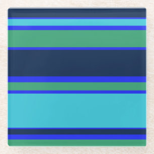Dessous-de-verre En Verre Bandes bleues et vertes