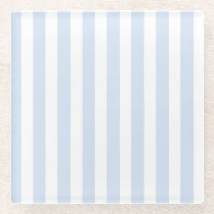 Dessous-de-verre En Verre Bandes de bonbons bleu pâle et blanc