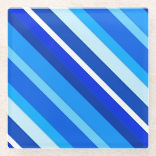 Dessous-de-verre En Verre Bandes de bonbons en couche - cobalt et bleu pâle