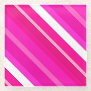 Dessous-de-verre En Verre Bandes de bonbons en couches - rose et fuchsia