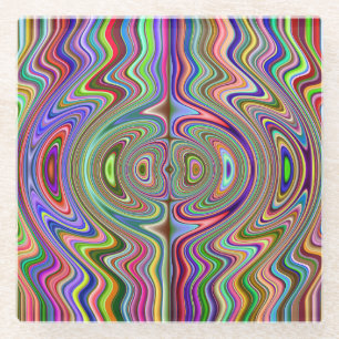 Dessous-de-verre En Verre Bandes éclatantes multicolores cool arc-en-ciel