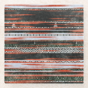 Dessous-de-verre En Verre Bandes ethniques tribales : conception du tapis.