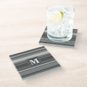 Dessous-de-verre En Verre Bandes gris monogramme (Incliné)