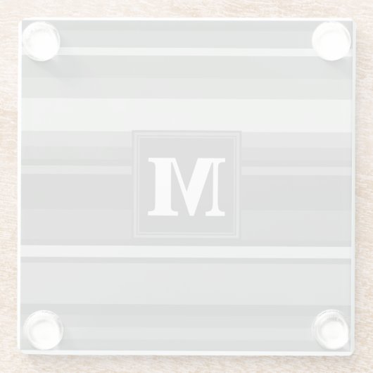 Dessous-de-verre En Verre Bandes gris monogramme (Dos)