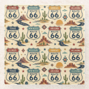 Dessous-de-verre En Verre Bar chariot Rétro Route 66 Américain
