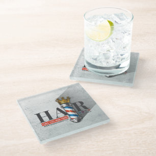 Dessous-de-verre En Verre Barber Hair Shop King Crown Barber Pole Hair Salon