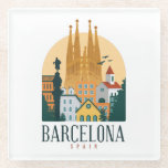 Dessous-de-verre En Verre Barcelona Espagne Skyline Vintage<br><div class="desc">Magnifique et unique Dessous de verre Skyline de Barcelone Espagne qui montre les célèbres sites et bâtiments de la ville espagnole. Fait un grand cadeau souvenir pour chaque touriste,  catalan et tous les êtres chers. Achetez le vôtre aujourd'hui. Idée cadeau Extraordinaire à Barcelone pour anniversaire ou noël.</div>