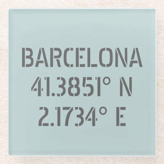 Dessous-de-verre En Verre Barcelone Espagne Latitude et Longitude (Devant)