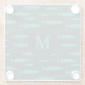 Dessous-de-verre En Verre Barracuda Poisson Bleu Monogramme (Dos)