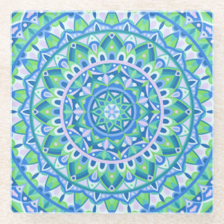 Dessous-de-verre En Verre Base bleue Mandala