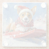 Dessous-de-verre En Verre Basenji Chien en rebord Laisser neiger Noël (Dos)