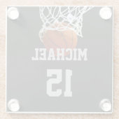 Dessous-de-verre En Verre Basket-ball Votre nom (Dos)