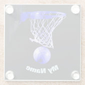 Dessous-de-verre En Verre Basket-ball Votre nom (Dos)
