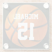 Dessous-de-verre En Verre Basket-ball Votre nom (Dos)