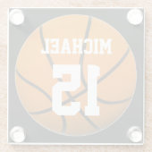 Dessous-de-verre En Verre Basket-ball Votre nom (Dos)