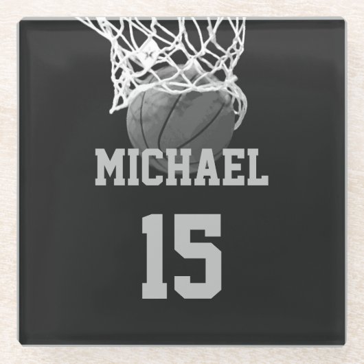 Dessous-de-verre En Verre Basket-ball Votre nom (Devant)
