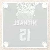 Dessous-de-verre En Verre Basket-ball Votre nom (Dos)