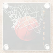 Dessous-de-verre En Verre Basket-ball Votre nom (Dos)