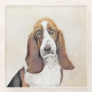 Dessous-de-verre En Verre Basset Hound Peinture - Cute Original Chien Art