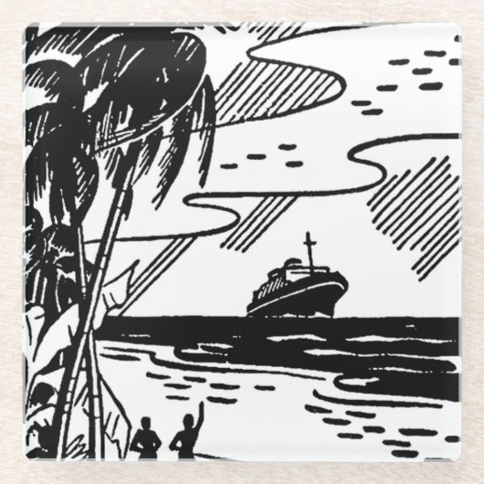 Dessous-de-verre En Verre Bateau de croisière rétro (Devant)