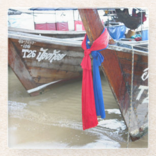 Dessous-de-verre En Verre Bateaux sur les îles de phi de phi de la plage ,