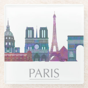 Dessous-de-verre En Verre Bâtiments colorés par horizon de Paris