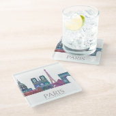 Dessous-de-verre En Verre Bâtiments couleur Paris Skyline (Incliné)