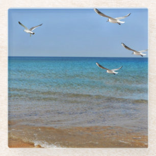 Dessous-de-verre En Verre Beach and Seagulls