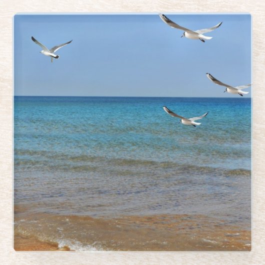 Dessous-de-verre En Verre Beach and Seagulls (Devant)