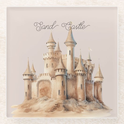 Dessous-de-verre En Verre Beach Cream Sand Castle (Devant)