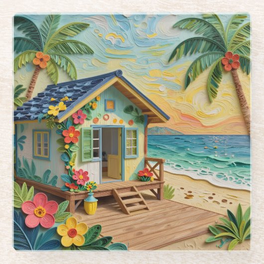 Dessous-de-verre En Verre Beach Home Oceanic Coastal Art (Devant)