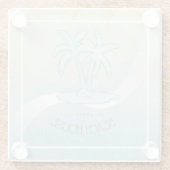 Dessous-de-verre En Verre Beach House Palm Trees Aqua ID623 (Dos)