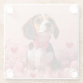 Dessous-de-verre En Verre Beagle avec Rose - Saint Valentin (Dos)