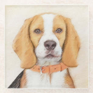 Dessous-de-verre En Verre Beagle Hound Dog Peinture Animal Art original