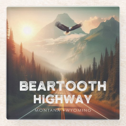 Dessous-de-verre En Verre Beartooth Highway Montana Aigle Wyoming (Devant)