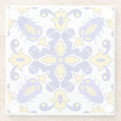 Dessous-de-verre En Verre 💙 💛 Beau Azulejos bleu et jaune (Dos)