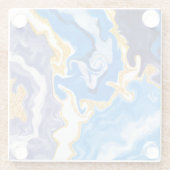 Dessous-de-verre En Verre Beau Bleu, Or et Blancs comme Eau (Dos)