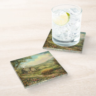 DESSOUS-DE-VERRE EN VERRE BEAU CADRE PAISIBLE IRLANDAIS