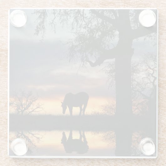 Dessous-de-verre En Verre Beau cheval et nature (Dos)