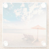 Dessous-de-verre En Verre Beau coucher du soleil de plage des Maldives (Dos)